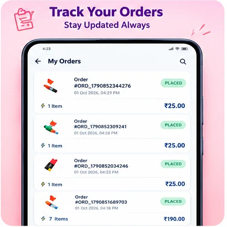 PaperNest app My Orders screen listing placed orders